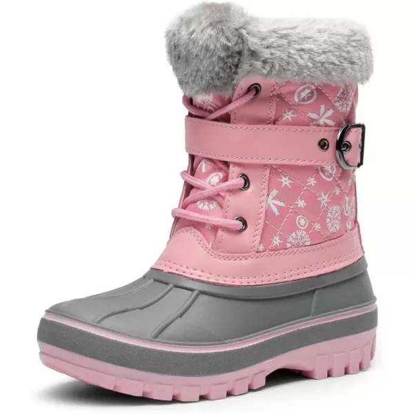 imageDREAM PAIRS Boys Girls Mid Calf Winter Snow Boots ToddlerLittle KidBig KidPink