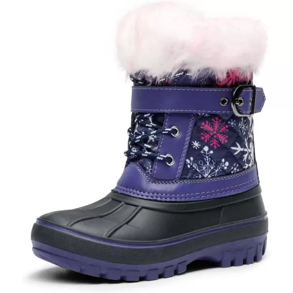 imageDREAM PAIRS Boys Girls Mid Calf Winter Snow Boots ToddlerLittle KidBig KidPurpleFuchsia