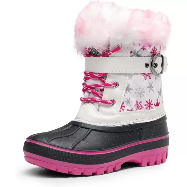 imageDREAM PAIRS Boys Girls Mid Calf Winter Snow Boots ToddlerLittle KidBig KidWhite Fuchsia