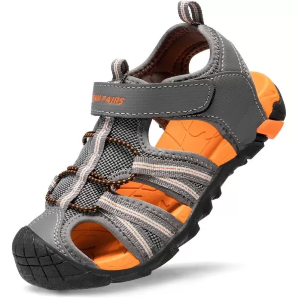 imageDREAM PAIRS Boys Girls Outdoor Summer SandalsDark Grey Orange
