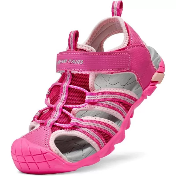 imageDREAM PAIRS Boys Girls Outdoor Summer SandalsFuchsia Shell Pink