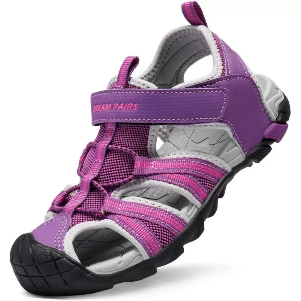 imageDREAM PAIRS Boys Girls Outdoor Summer SandalsPurple Fuchsia Light Grey