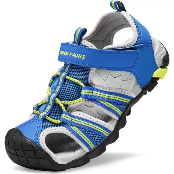 imageDREAM PAIRS Boys Girls Outdoor Summer SandalsRoyal Neon Green Light Grey