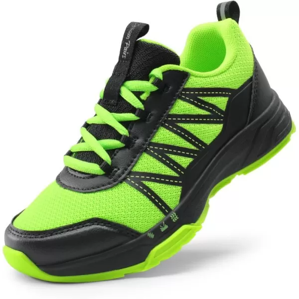 imageDREAM PAIRS Boys Girls Shoes Kids Tennis Athletic Running AntiSlip Walking Lightweight Sneakers for LittleBig KidNeon GreenBlack