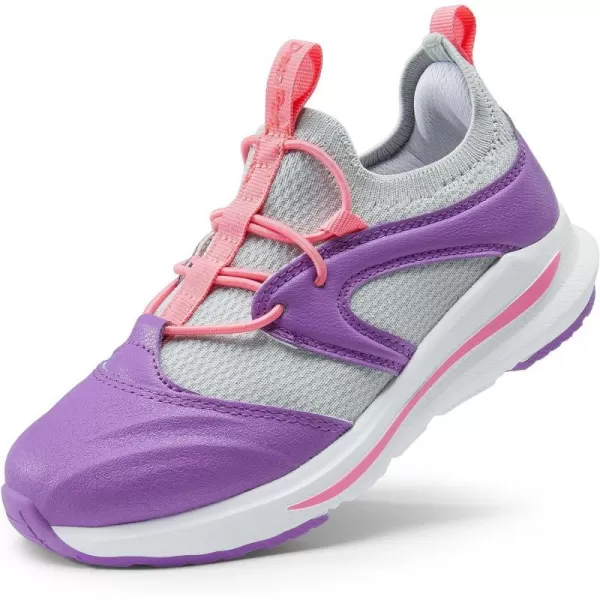 imageDREAM PAIRS Boys Girls Shoes Kids Tennis Athletic Running Walking Lightweight Slip on Sneakers for LittleBig KidPurplePinkLight Grey