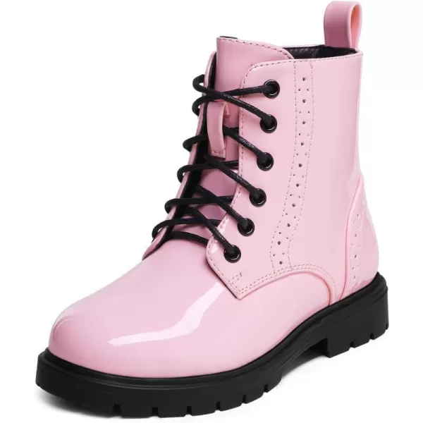 imageDREAM PAIRS Boys Girls Side Zipper Combat Ankle BootsToddlerLittle KidPink
