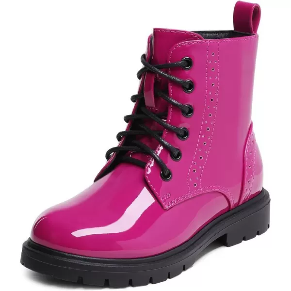 imageDREAM PAIRS Boys Girls Side Zipper Combat Ankle BootsToddlerLittle KidRoseRed