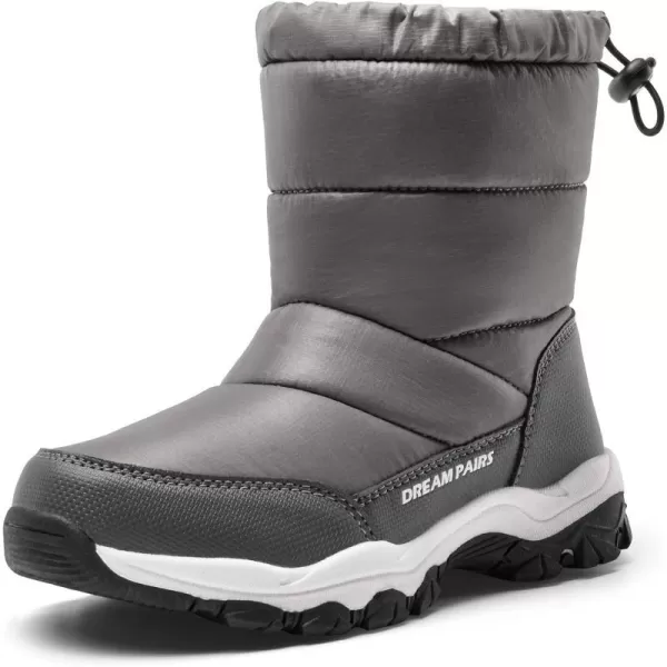 imageDREAM PAIRS Boys Girls Snow Boots Lightweight Slip Resistant Mid Calf Winter Shoes LittleBig KidDark Gray