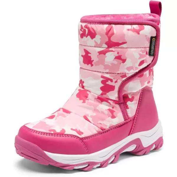 imageDREAM PAIRS Boys Girls Snow Boots Waterproof Hook and Loop Mid Calf Faux Fur Lining Winter Shoes for LittleBig KidsRose Red