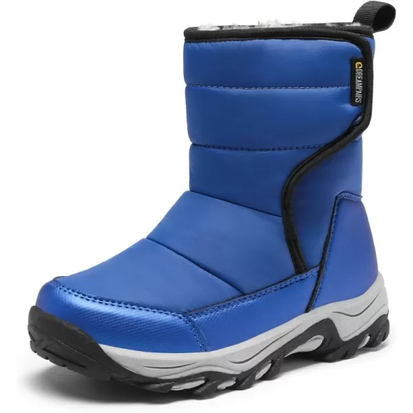imageDREAM PAIRS Boys Girls Snow Boots Waterproof Hook and Loop Mid Calf Faux Fur Lining Winter Shoes for LittleBig KidsRoyal Blue