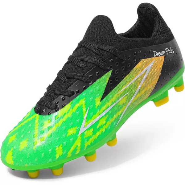 imageDREAM PAIRS Boys Girls Soccer Cleats Youth Firm Groud Football Shoes for LittleBig KidNeon GreenBlack