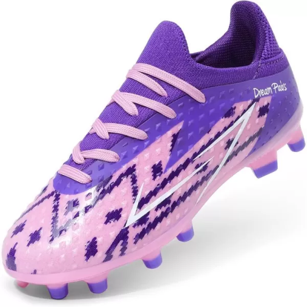 imageDREAM PAIRS Boys Girls Soccer Cleats Youth Firm Groud Football Shoes for LittleBig KidPinkPurple
