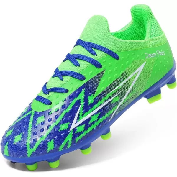 imageDREAM PAIRS Boys Girls Soccer Cleats Youth Firm Groud Football Shoes for LittleBig KidRoyal BlueNeon Green