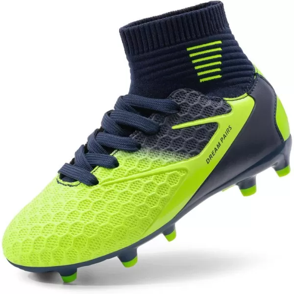 imageDREAM PAIRS Boys Girls Soccer Football Cleats ShoesToddlerLittle KidBig KidDark Blue Neon Green