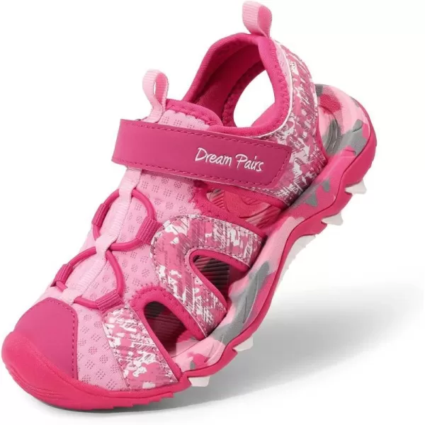imageDREAM PAIRS Boys Girls Summer Outdoor Athletic Sport Sandals ToddlerLittle KidBig KidHot PinkPink
