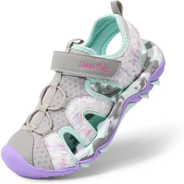 imageDREAM PAIRS Boys Girls Summer Outdoor Athletic Sport Sandals ToddlerLittle KidBig KidLight GreyPurple