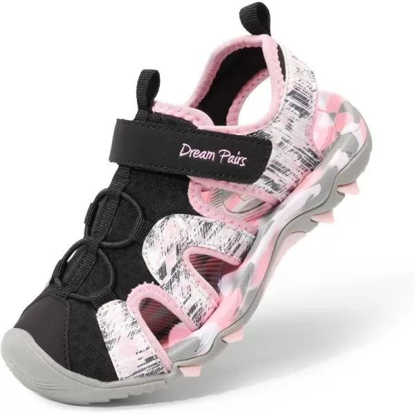 imageDREAM PAIRS Boys Girls Summer Outdoor Athletic Sport Sandals ToddlerLittle KidBig KidPinkBlack
