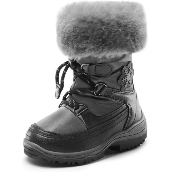 imageDREAM PAIRS Boys Girls Toddler Snow Boots Slip Resistant Faux Fur Lined Mid Calf Little Kids Winter ShoesBlackGrey