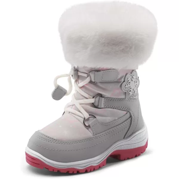 imageDREAM PAIRS Boys Girls Toddler Snow Boots Slip Resistant Faux Fur Lined Mid Calf Little Kids Winter ShoesGrayWhite
