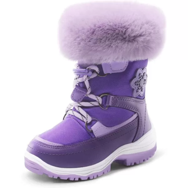imageDREAM PAIRS Boys Girls Toddler Snow Boots Slip Resistant Faux Fur Lined Mid Calf Little Kids Winter ShoesPurple