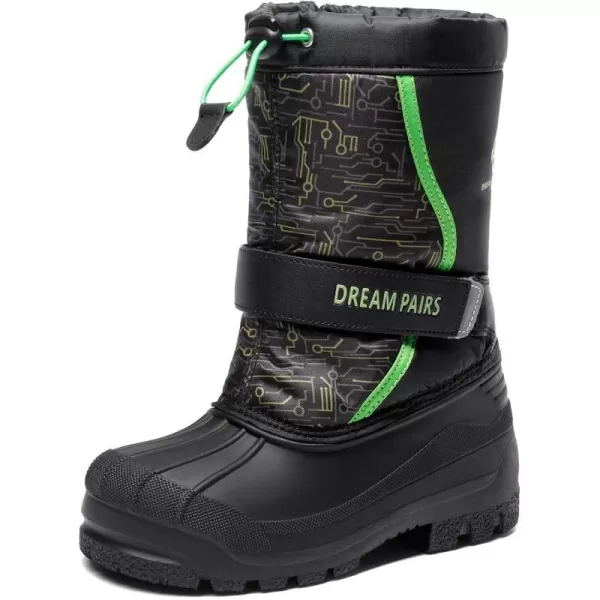 imageDREAM PAIRS Boys amp Girls Mid Calf Waterproof Winter Snow BootsKamickblack Ngreen