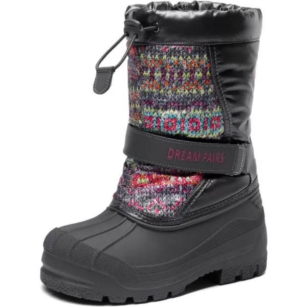 imageDREAM PAIRS Boys amp Girls Mid Calf Waterproof Winter Snow BootsKamickgrey Multi
