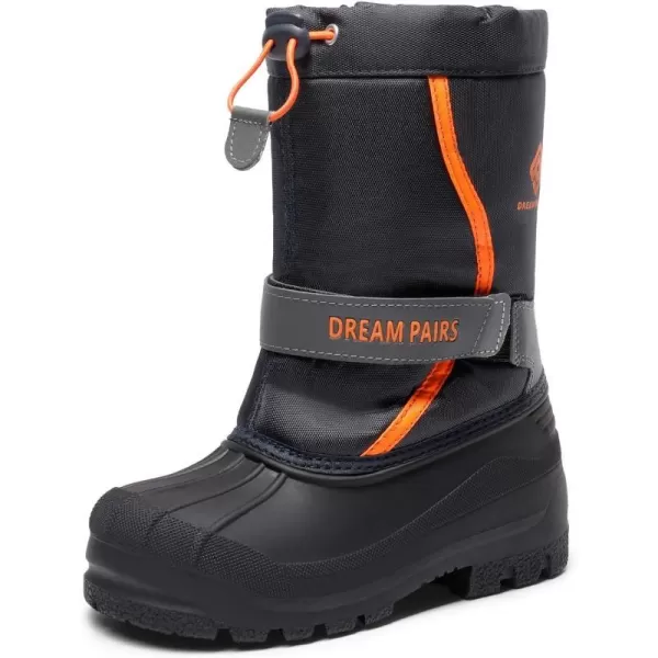 imageDREAM PAIRS Boys amp Girls Mid Calf Waterproof Winter Snow BootsKamicknavy Grey Orange