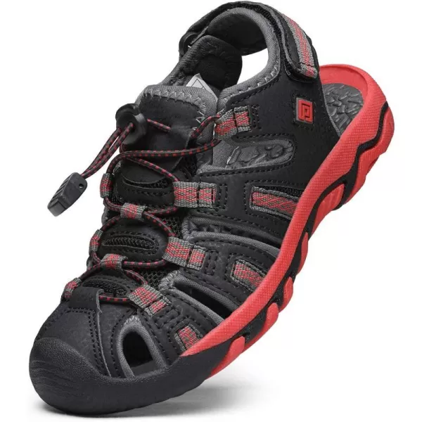 imageDREAM PAIRS Boys amp Girls ToddlerLittle KidBig Kid 160912K Outdoor Summer SandalsBlackGreyRed