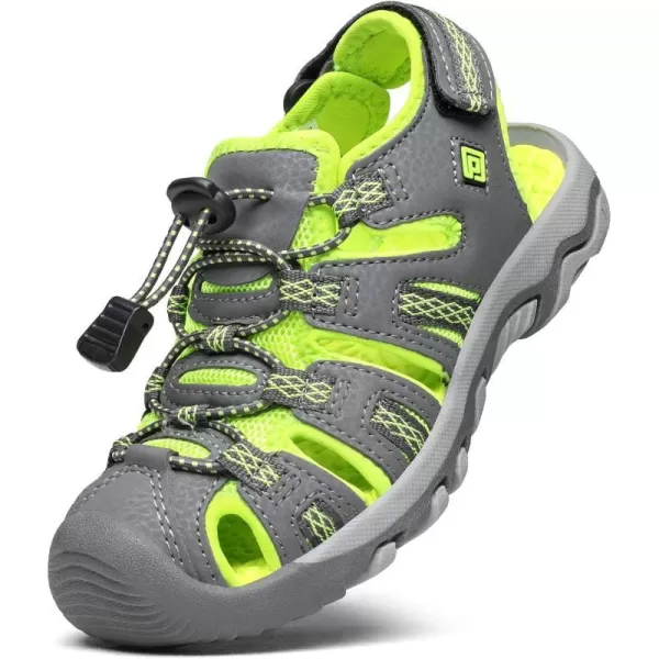 imageDREAM PAIRS Boys amp Girls ToddlerLittle KidBig Kid 160912K Outdoor Summer SandalsGreyNeonGreen