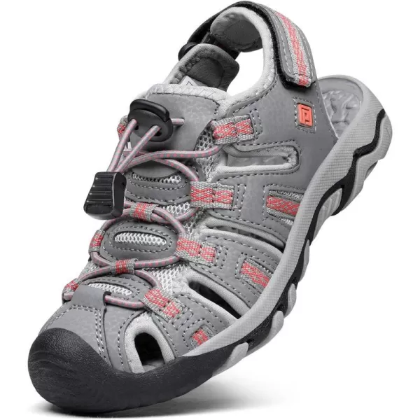 imageDREAM PAIRS Boys amp Girls ToddlerLittle KidBig Kid 160912K Outdoor Summer SandalsLightGreyCoral