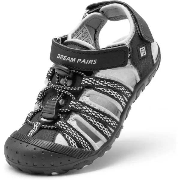 imageDREAM PAIRS Boys amp Girls ToddlerLittle KidBig Kid Outdoor Summer SandalsBlack Grey