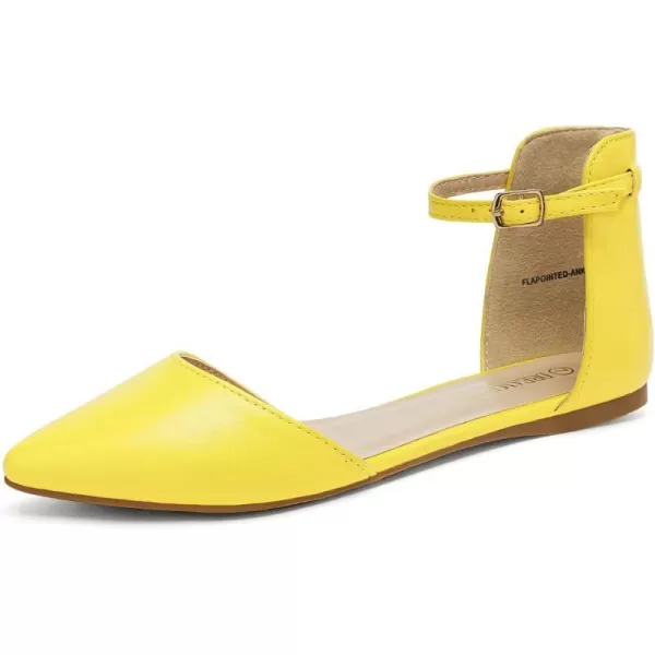 imageDREAM PAIRS Flapointed Womens Casual DOrsay Pointed Plain Ballet Comfort Soft Slip On Flats ShoesAnkleyellow