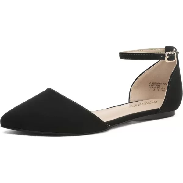 imageDREAM PAIRS Flapointed Womens Casual DOrsay Pointed Plain Ballet Comfort Soft Slip On Flats ShoesBlackNubuck