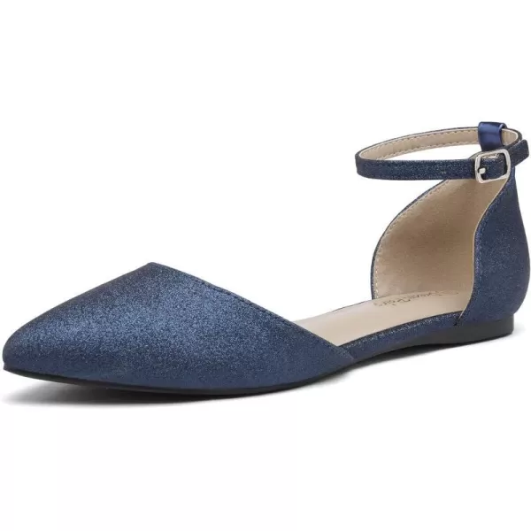 imageDREAM PAIRS Flapointed Womens Casual DOrsay Pointed Plain Ballet Comfort Soft Slip On Flats ShoesDarkBlueGlitter