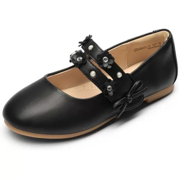 imageDREAM PAIRS Flower Girl Ballet Flats Pearls Bow Ballerina Mary Jane Dress ShoesBlack