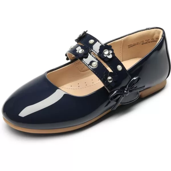 imageDREAM PAIRS Flower Girl Ballet Flats Pearls Bow Ballerina Mary Jane Dress ShoesNavy