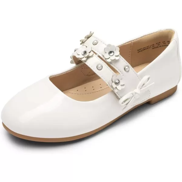 imageDREAM PAIRS Flower Girl Ballet Flats Pearls Bow Ballerina Mary Jane Dress ShoesWhite