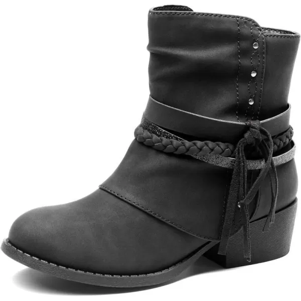 imageDREAM PAIRS Girls Ankle Boots Side Zipper Low Heels Boots Little KidBig KidBlack