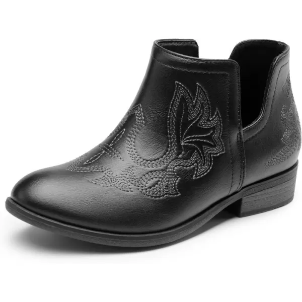 imageDREAM PAIRS Girls Ankle Cowgirl Cowboy Boots Short Western BootiesBlack