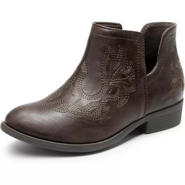 imageDREAM PAIRS Girls Ankle Cowgirl Cowboy Boots Short Western BootiesBrown