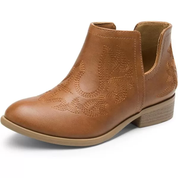 imageDREAM PAIRS Girls Ankle Cowgirl Cowboy Boots Short Western BootiesCamel