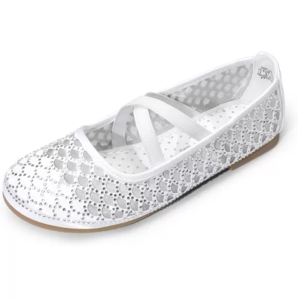 imageDREAM PAIRS Girls Ballerina Dress Shoes Mary Jane FlatsWhitehollow