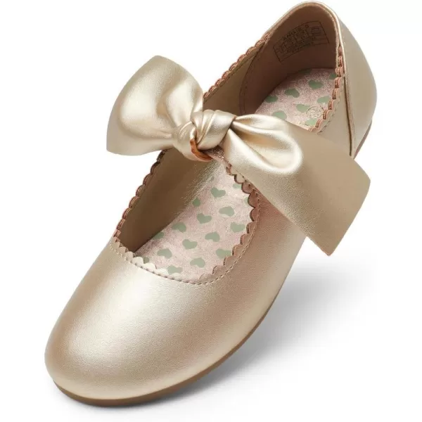 imageDREAM PAIRS Girls Ballerina Flats Mary Jane Front Bow Dress ShoesGold