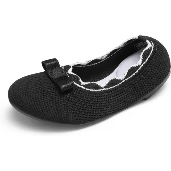 imageDREAM PAIRS Girls Ballet Flats Comfortable Slip On Knit Dress ShoesToddlerLittle KidBlack