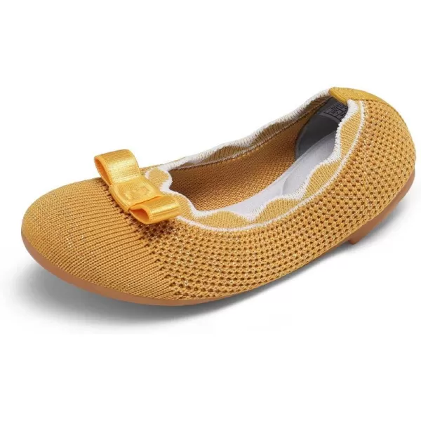 imageDREAM PAIRS Girls Ballet Flats Comfortable Slip On Knit Dress ShoesToddlerLittle KidYellow