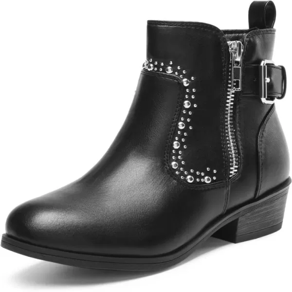 imageDREAM PAIRS Girls Boots Low Heel Side Zipper Ankle Booties Little KidBig KidBlack