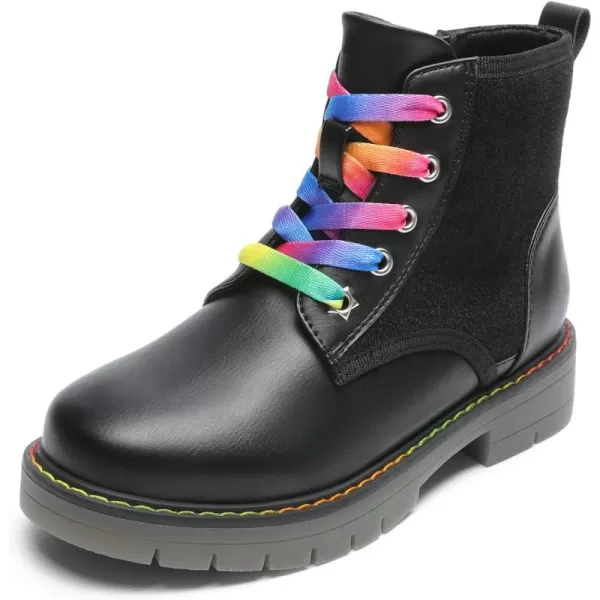 imageDREAM PAIRS Girls Boys Glitter Ankle Boots Side Zipper Combat Shoes with Lace UpToddlerLittle KidBig KidBlack