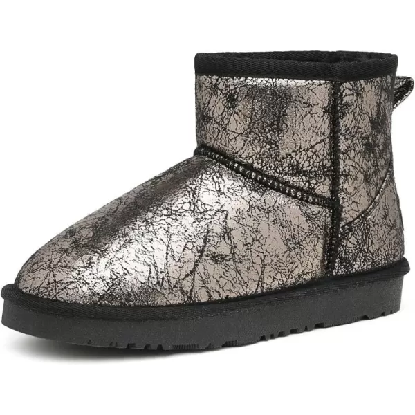 imageDREAM PAIRS Girls Boys Snow Boots Faux Fur Lined Kids Winter Ankle Shoes for ToddlerLittle KidBig KidBlackMetal