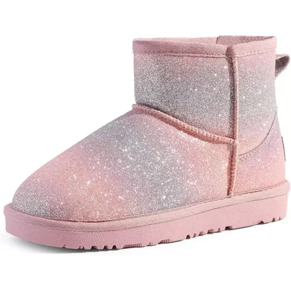 imageDREAM PAIRS Girls Boys Snow Boots Faux Fur Lined Kids Winter Ankle Shoes for ToddlerLittle KidBig KidPinkRainbow