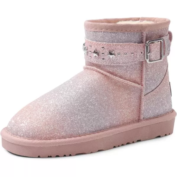 imageDREAM PAIRS Girls Boys Snow Boots Faux Fur Lined Kids Winter Ankle Shoes for ToddlerLittle KidBig KidPinkRainbow1